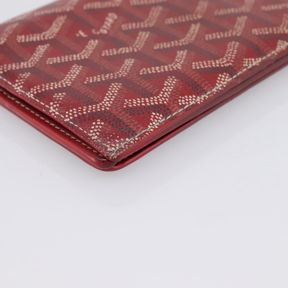GOYARD Long Wallet Coated Canvas Red Silver Auth 180965
