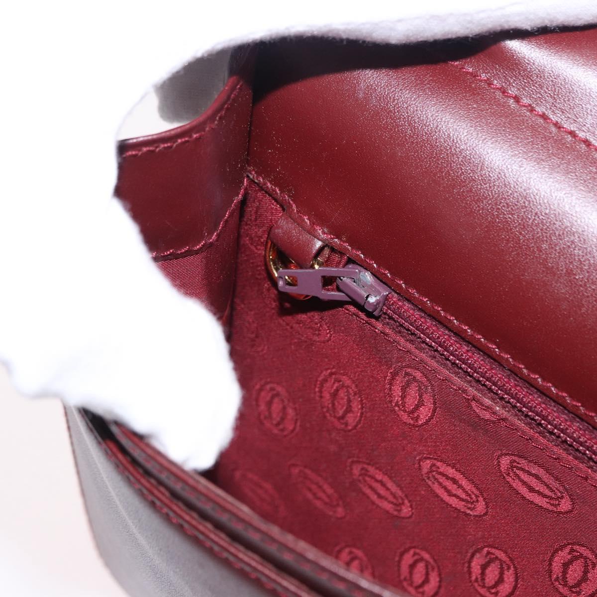 CARTIER Must Line Clutch Bag Leather Bordeaux Gold Auth 180972A