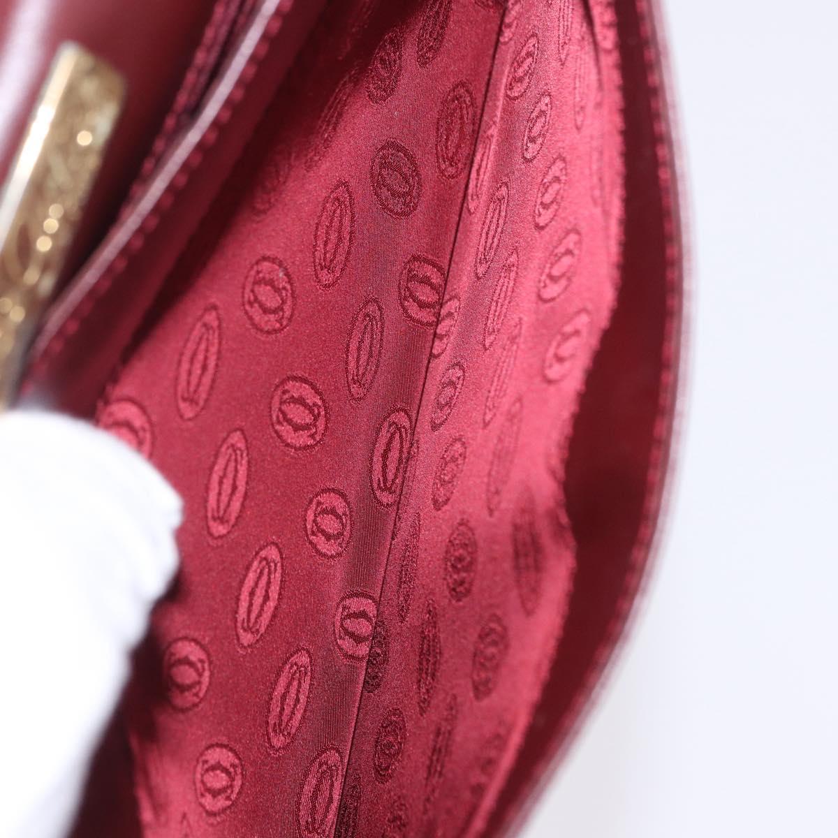 CARTIER Must Line Clutch Bag Leather Bordeaux Gold Auth 180972A