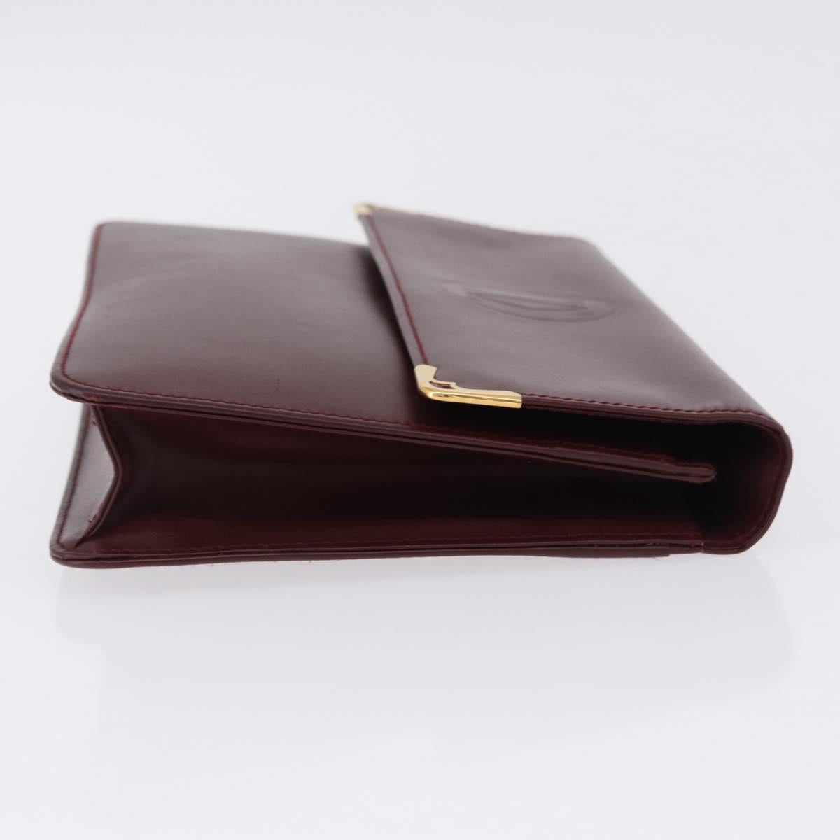 CARTIER Must Line Clutch Bag Leather Bordeaux Gold Auth 180972A