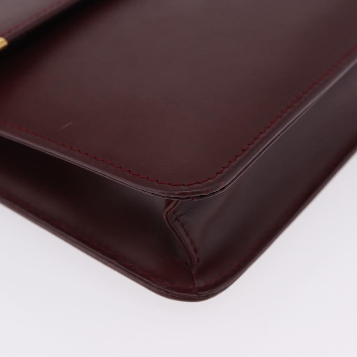 CARTIER Must Line Clutch Bag Leather Bordeaux Gold Auth 180972A