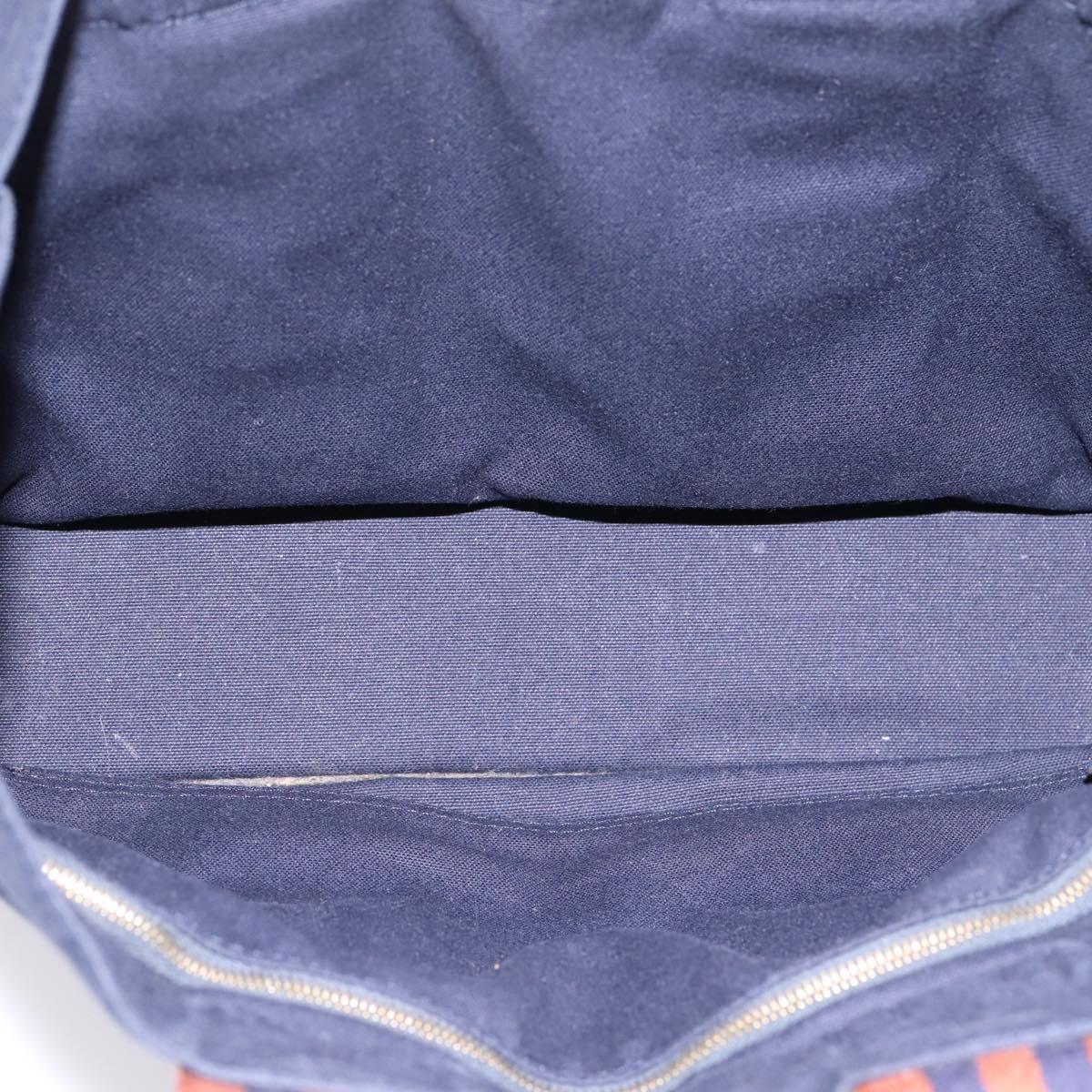 HERMES Fourre Tout PM Hand Bag Canvas Navy Silver Auth 180974
