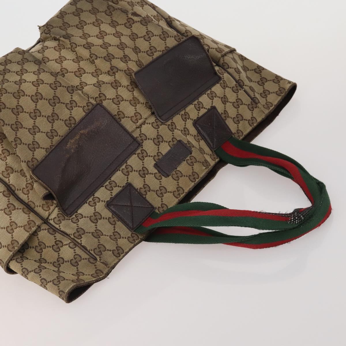 GUCCI GG Canvas Web Sherry Line Shoulder Bag 3 Set Beige Navy Auth 180976