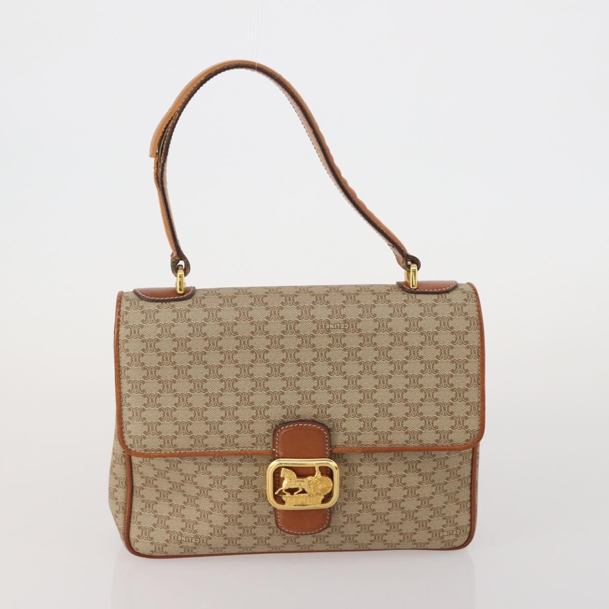 CELINE Macadam Canvas C Sulky Bag PVC Leather 5 Set Brown Beige Auth 180979