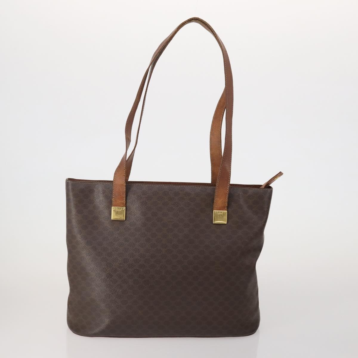 CELINE Macadam Canvas C Sulky Bag PVC Leather 5 Set Brown Beige Auth 180979