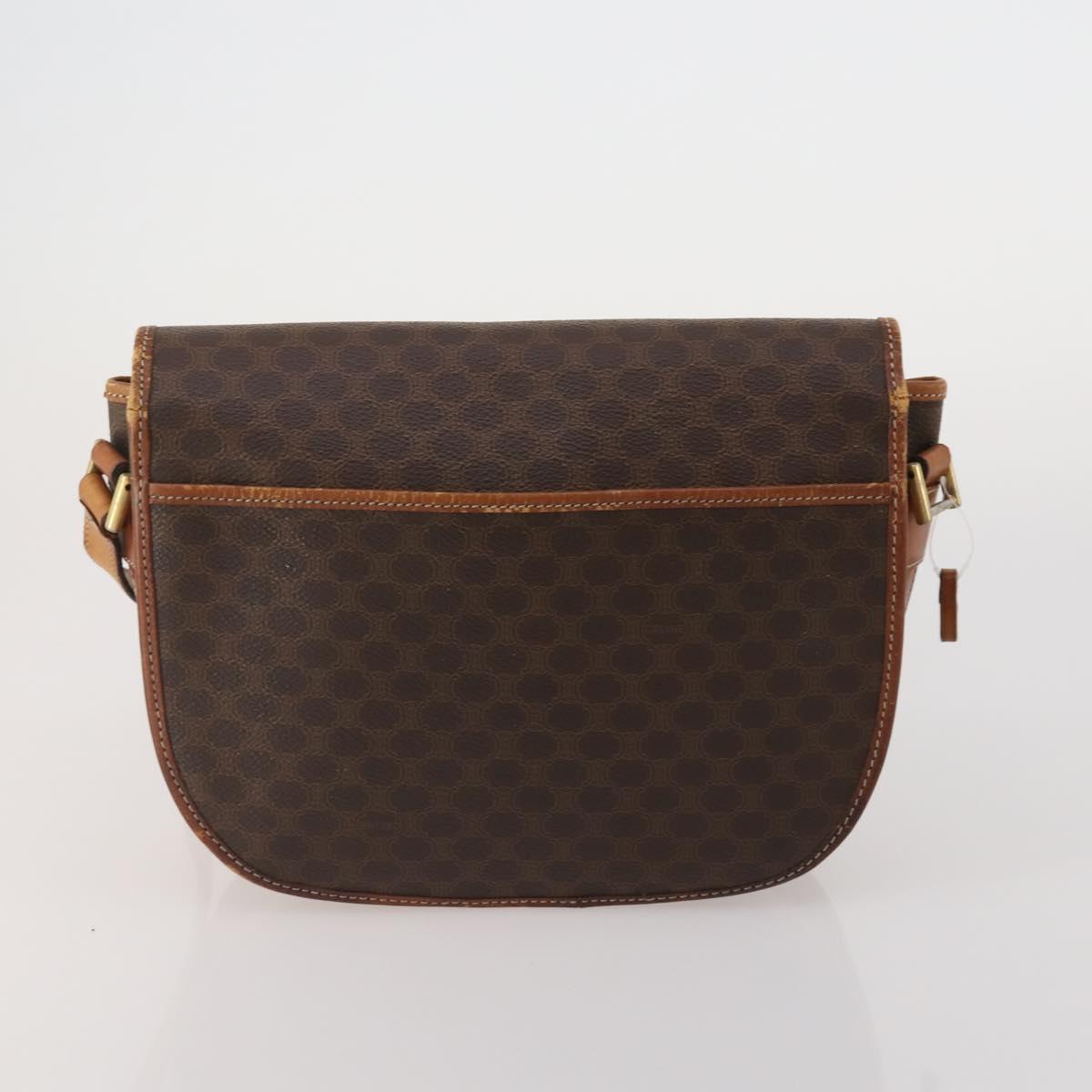 CELINE Macadam Canvas C Sulky Bag PVC Leather 5 Set Brown Beige Auth 180979