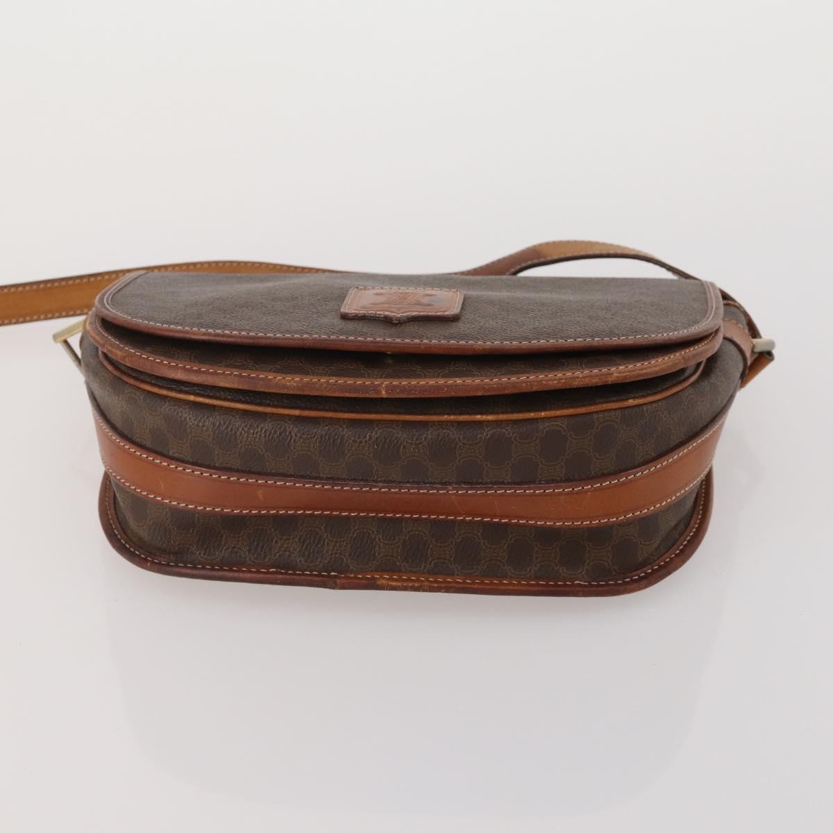 CELINE Macadam Canvas C Sulky Bag PVC Leather 5 Set Brown Beige Auth 180979