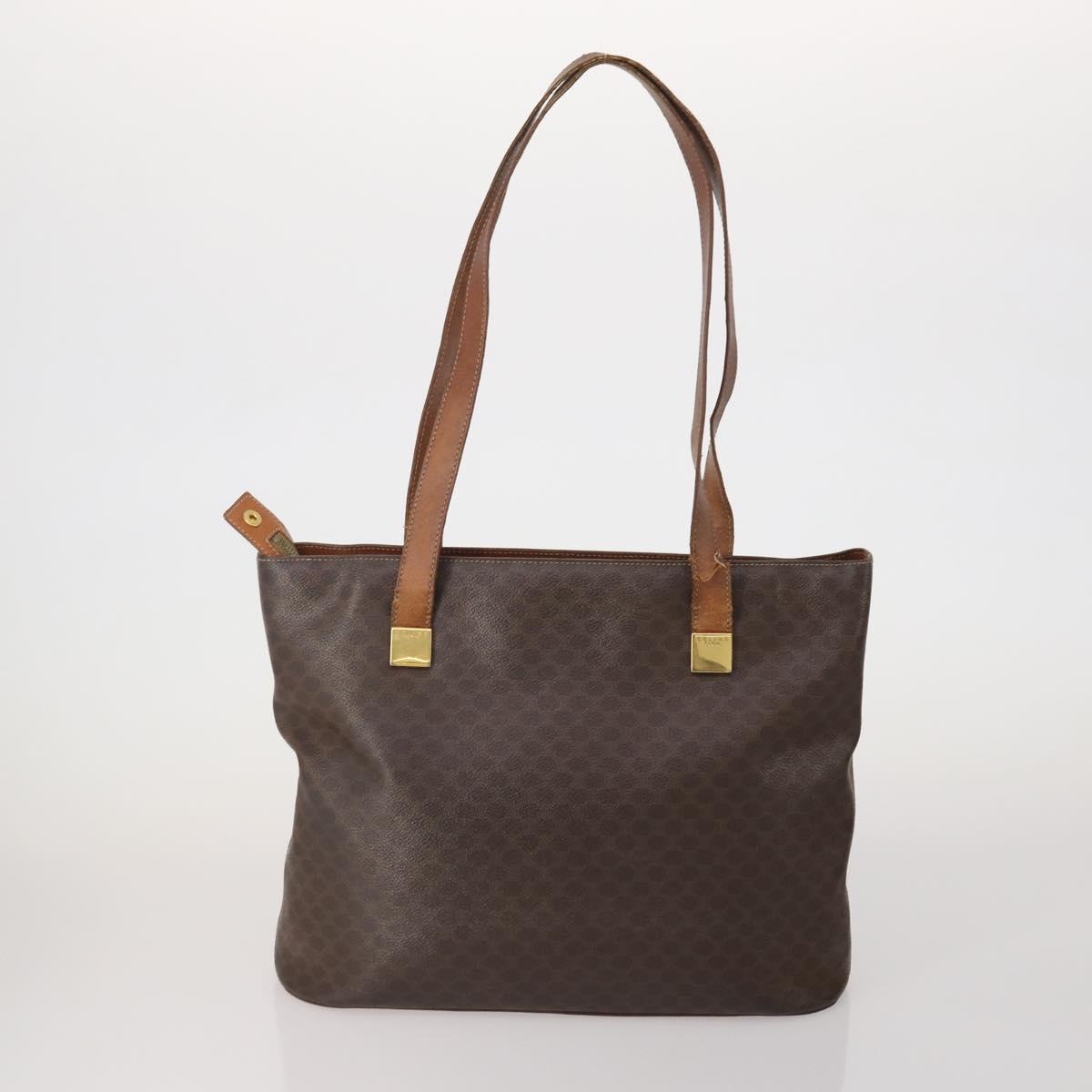 CELINE Macadam Canvas C Sulky Bag PVC Leather 5 Set Brown Beige Auth 180979