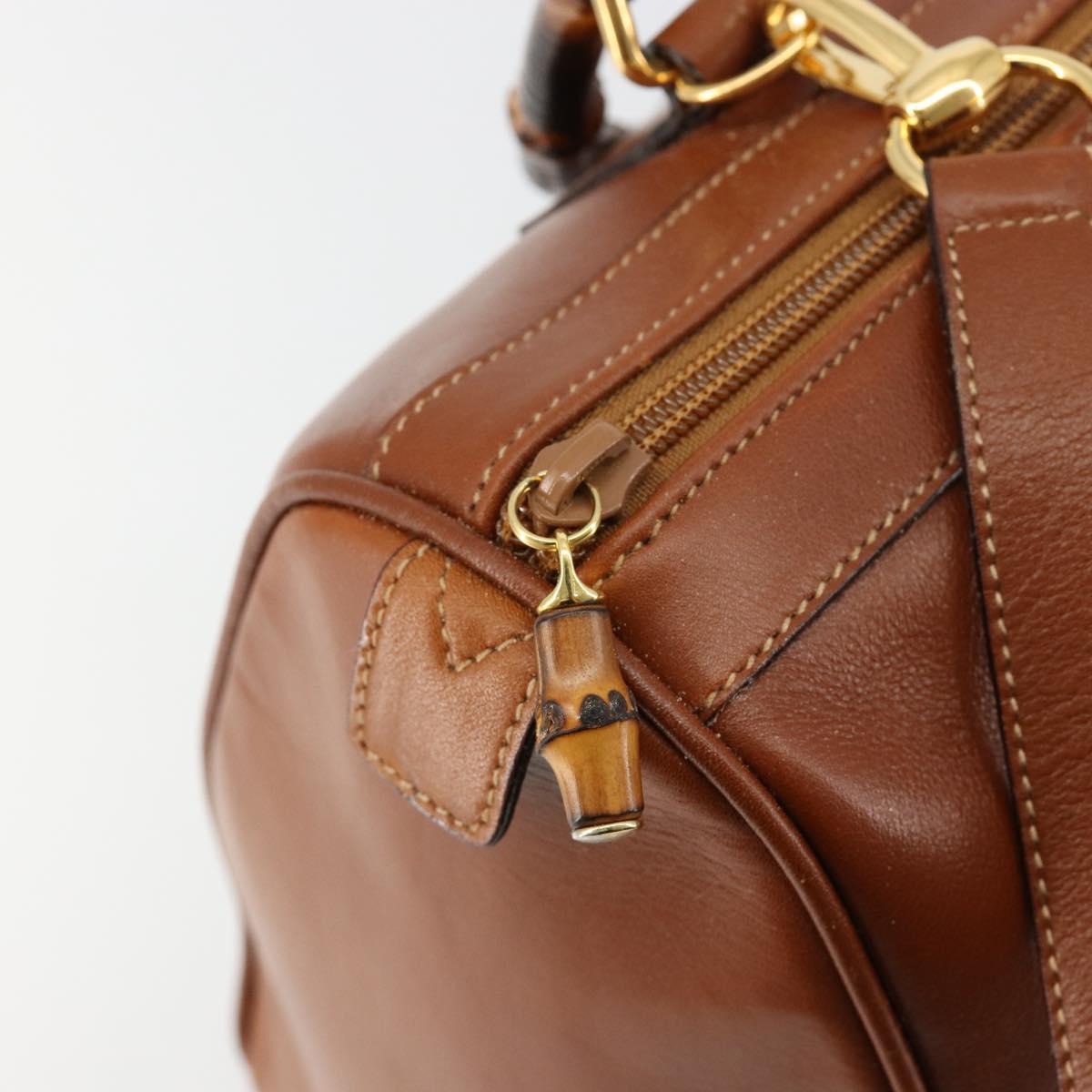 GUCCI Bamboo Hand Bag Leather 2way Brown Gold 000 122 0293 Auth 181101