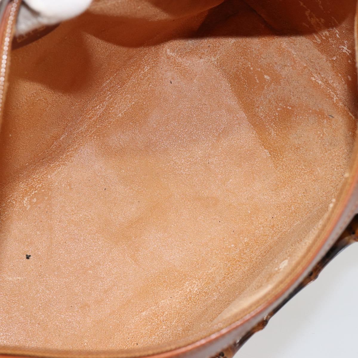 GUCCI Bamboo Hand Bag Leather 2way Brown Gold 000 122 0293 Auth 181101