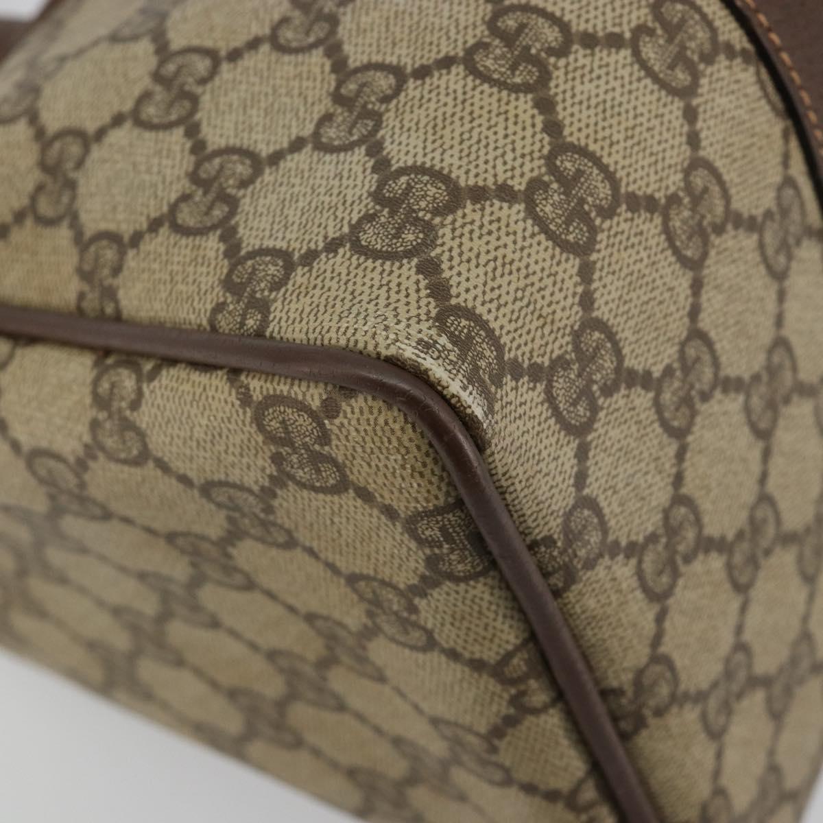 GUCCI GG Supreme Web Sherry Line Boston Bag PVC Beige Gold 39 02 007 Auth 181103