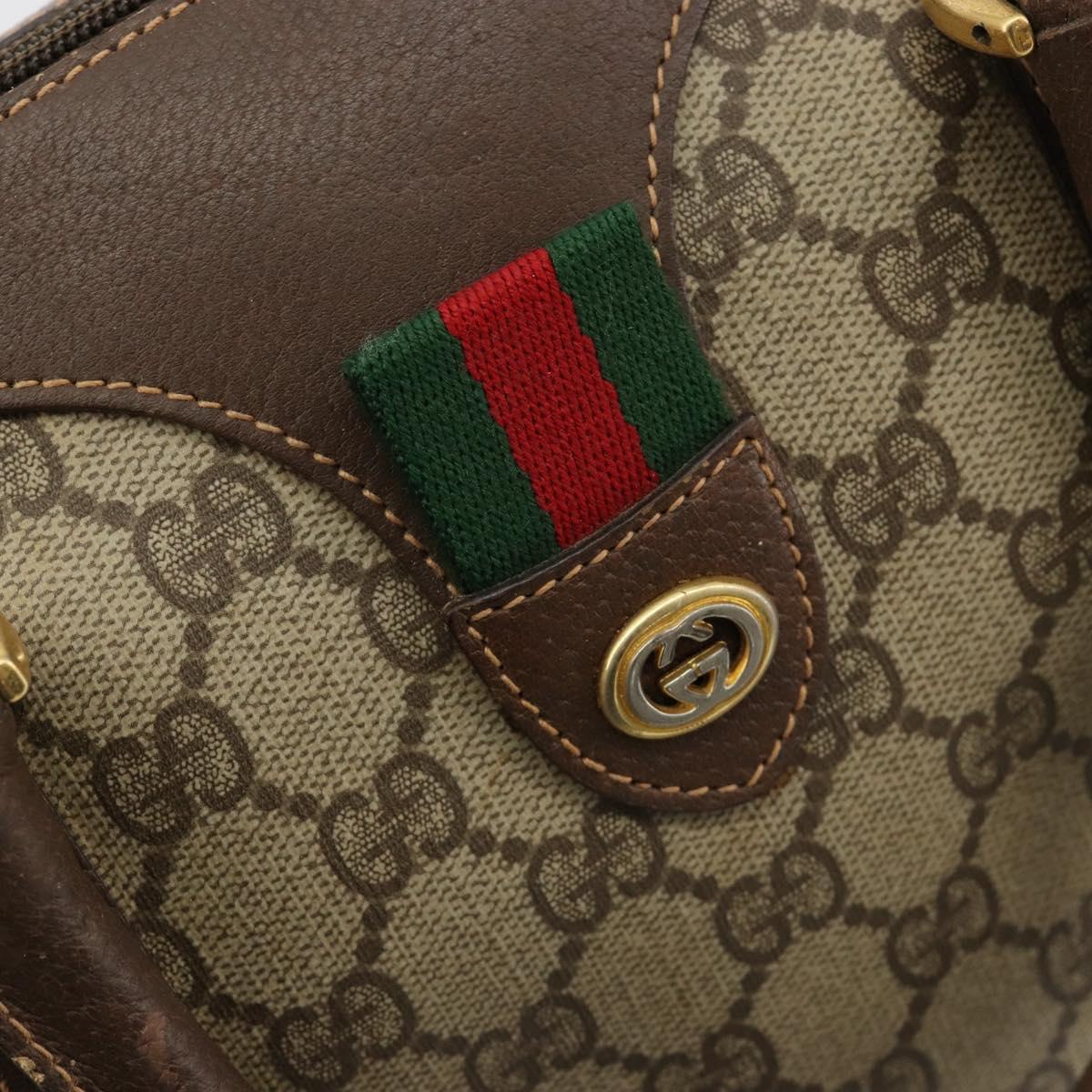 GUCCI GG Supreme Web Sherry Line Boston Bag PVC Beige Gold 39 02 007 Auth 181103