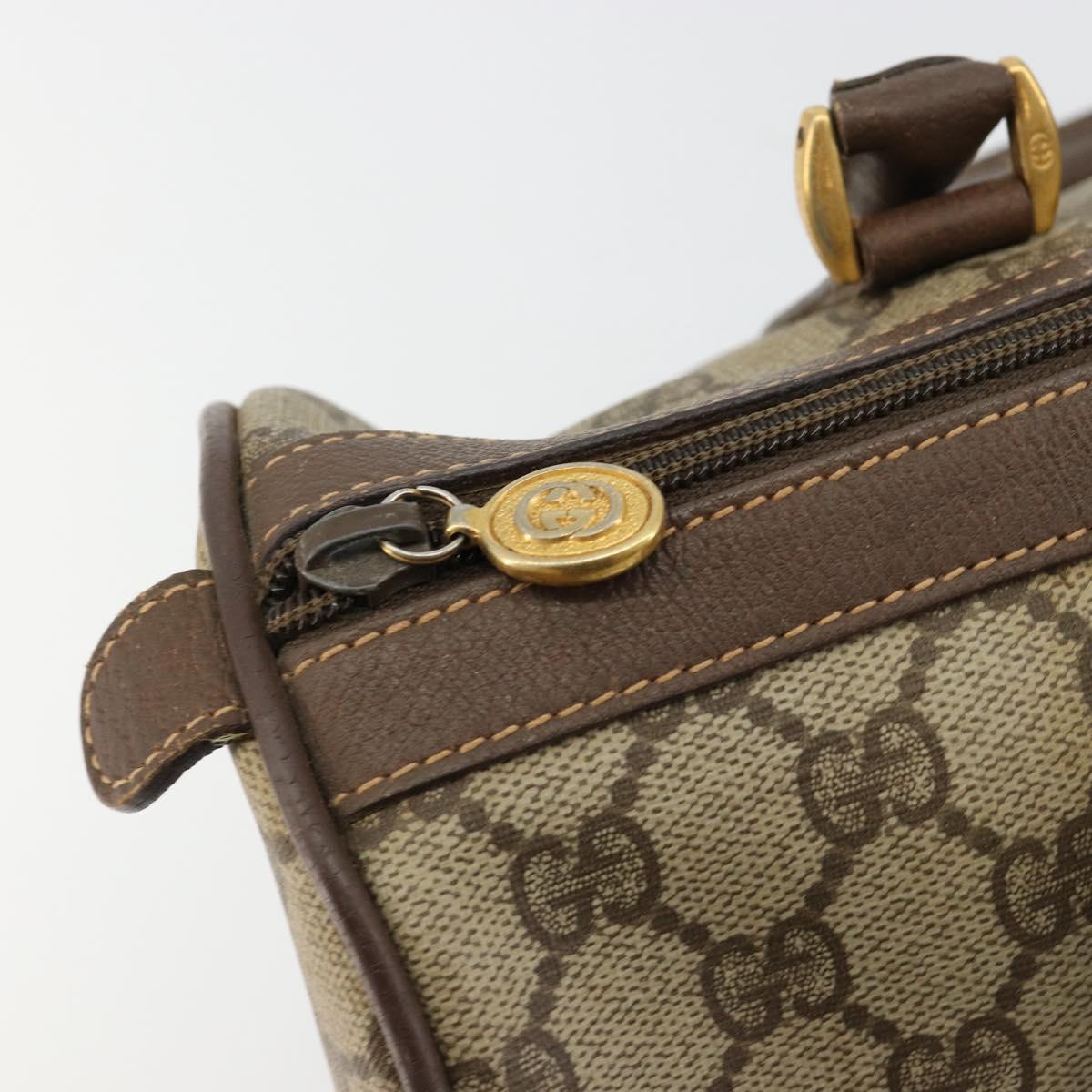 GUCCI GG Supreme Web Sherry Line Boston Bag PVC Beige Gold 39 02 007 Auth 181103