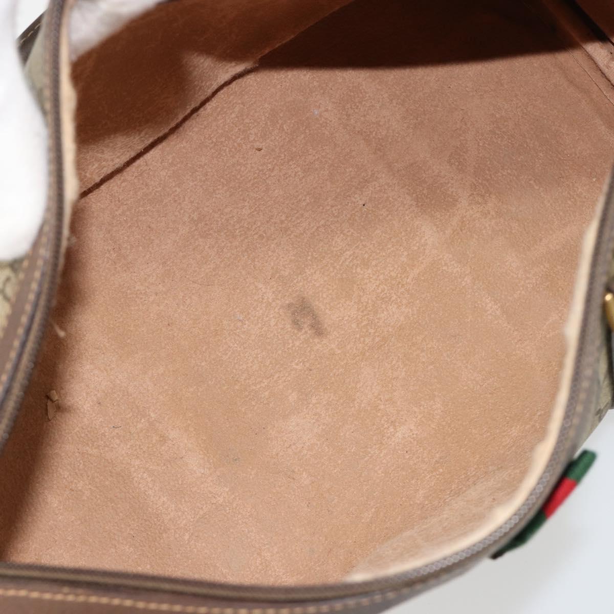 GUCCI GG Supreme Web Sherry Line Boston Bag PVC Beige Gold 39 02 007 Auth 181103