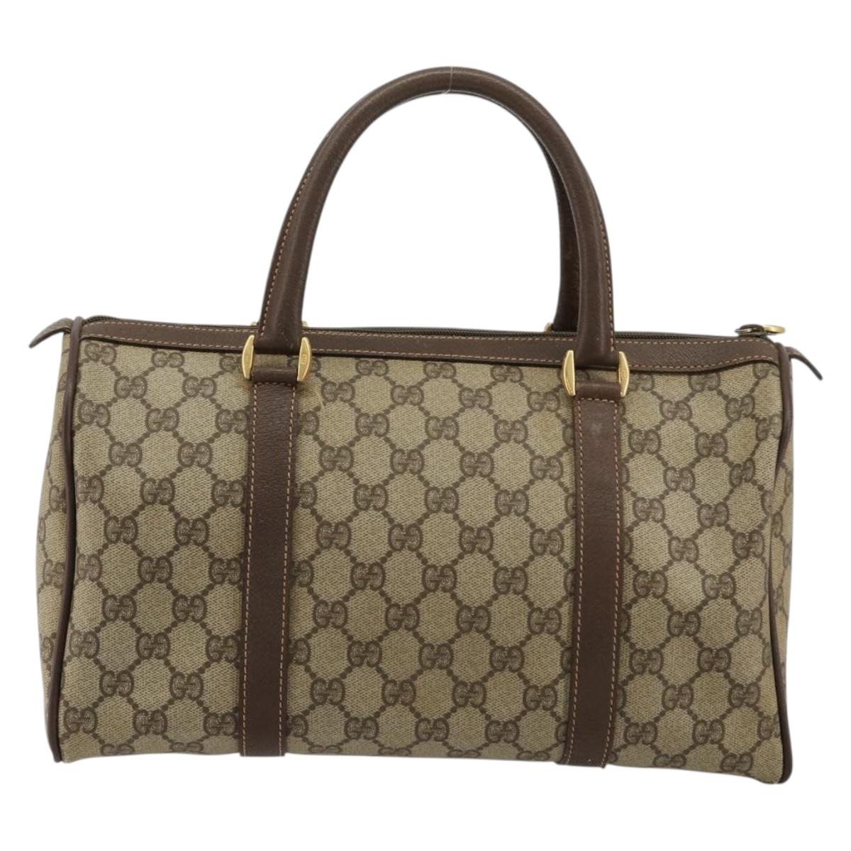 GUCCI GG Supreme Web Sherry Line Boston Bag PVC Beige Gold 39 02 007 Auth 181103