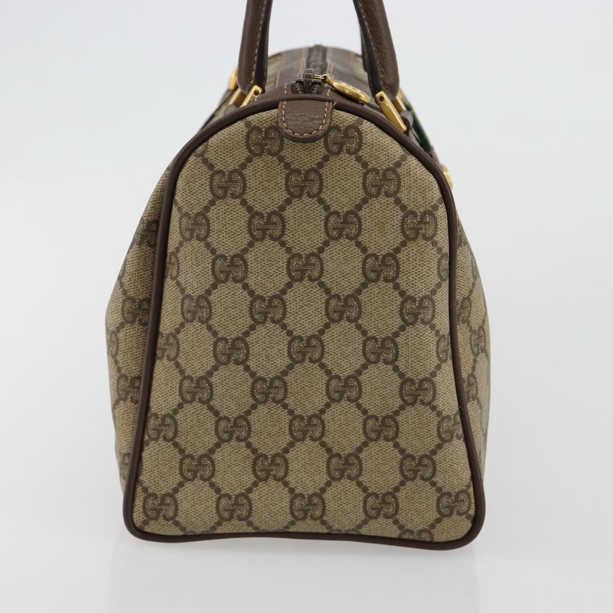 GUCCI GG Supreme Web Sherry Line Boston Bag PVC Beige Gold 39 02 007 Auth 181103