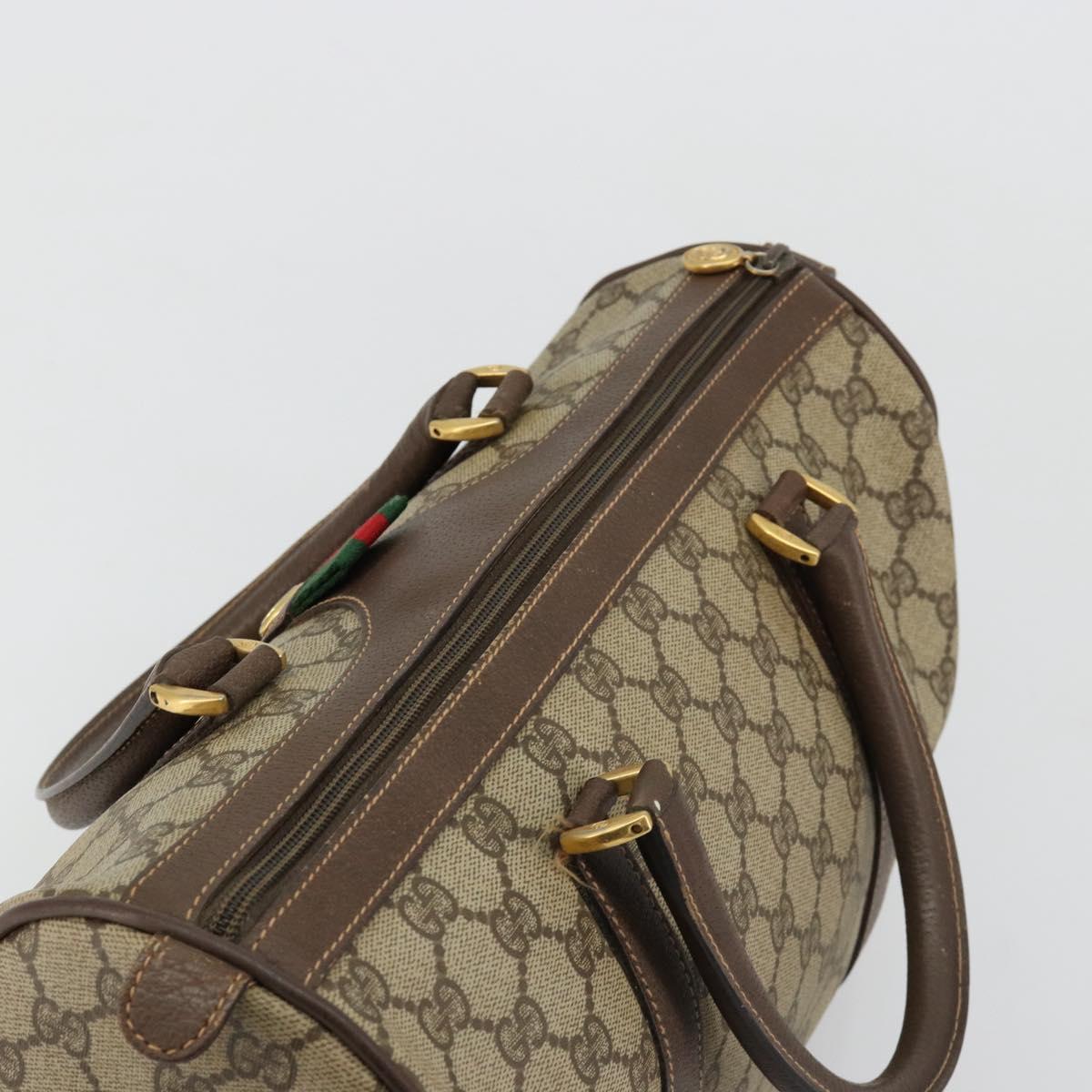 GUCCI GG Supreme Web Sherry Line Boston Bag PVC Beige Gold 39 02 007 Auth 181103