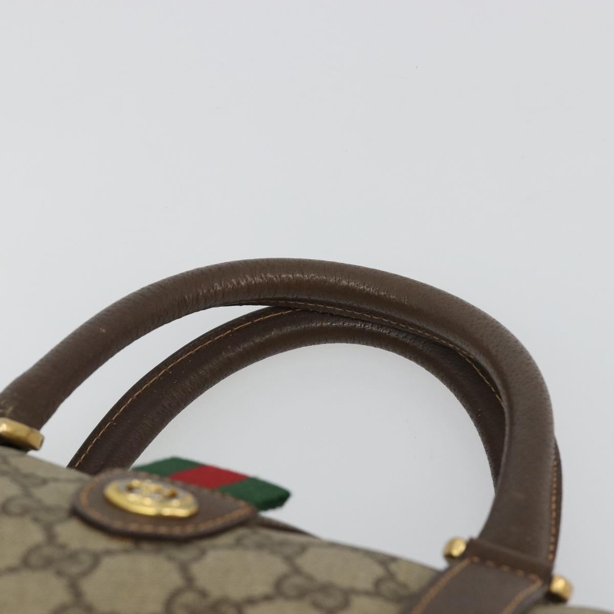 GUCCI GG Supreme Web Sherry Line Boston Bag PVC Beige Gold 39 02 007 Auth 181103