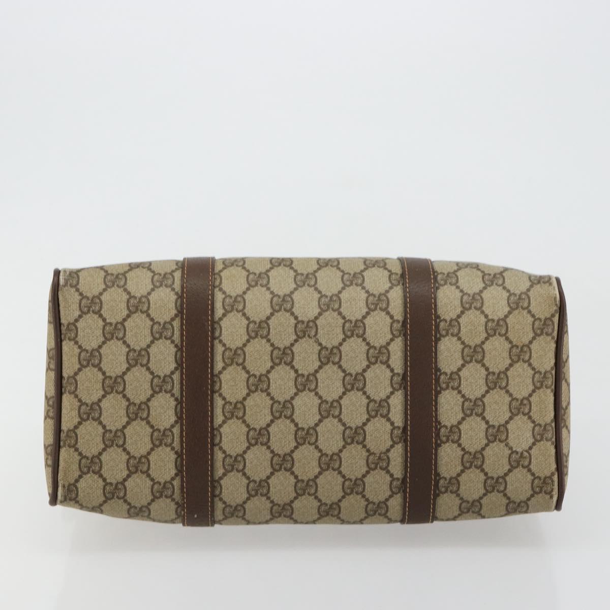 GUCCI GG Supreme Web Sherry Line Boston Bag PVC Beige Gold 39 02 007 Auth 181103