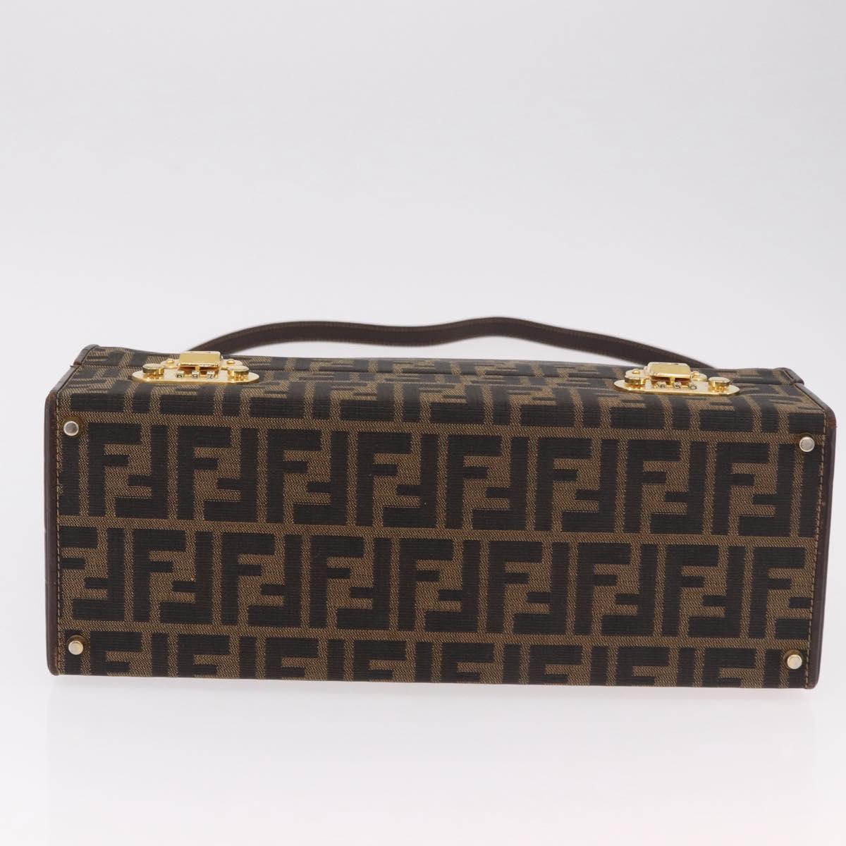 FENDI Zucca Canvas Hand Bag 2way Black Brown Auth 181104