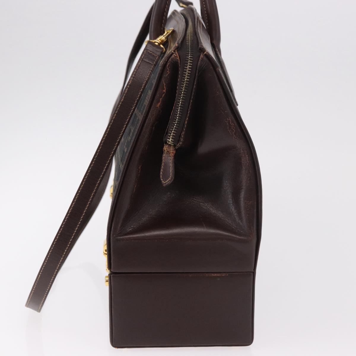 FENDI Zucca Canvas Hand Bag 2way Black Brown Auth 181104