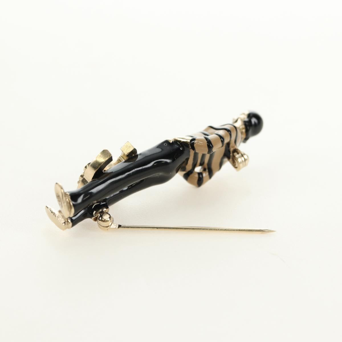 CHANEL Mademoiselle Doll Brooch metal Gold CC Auth 181111V