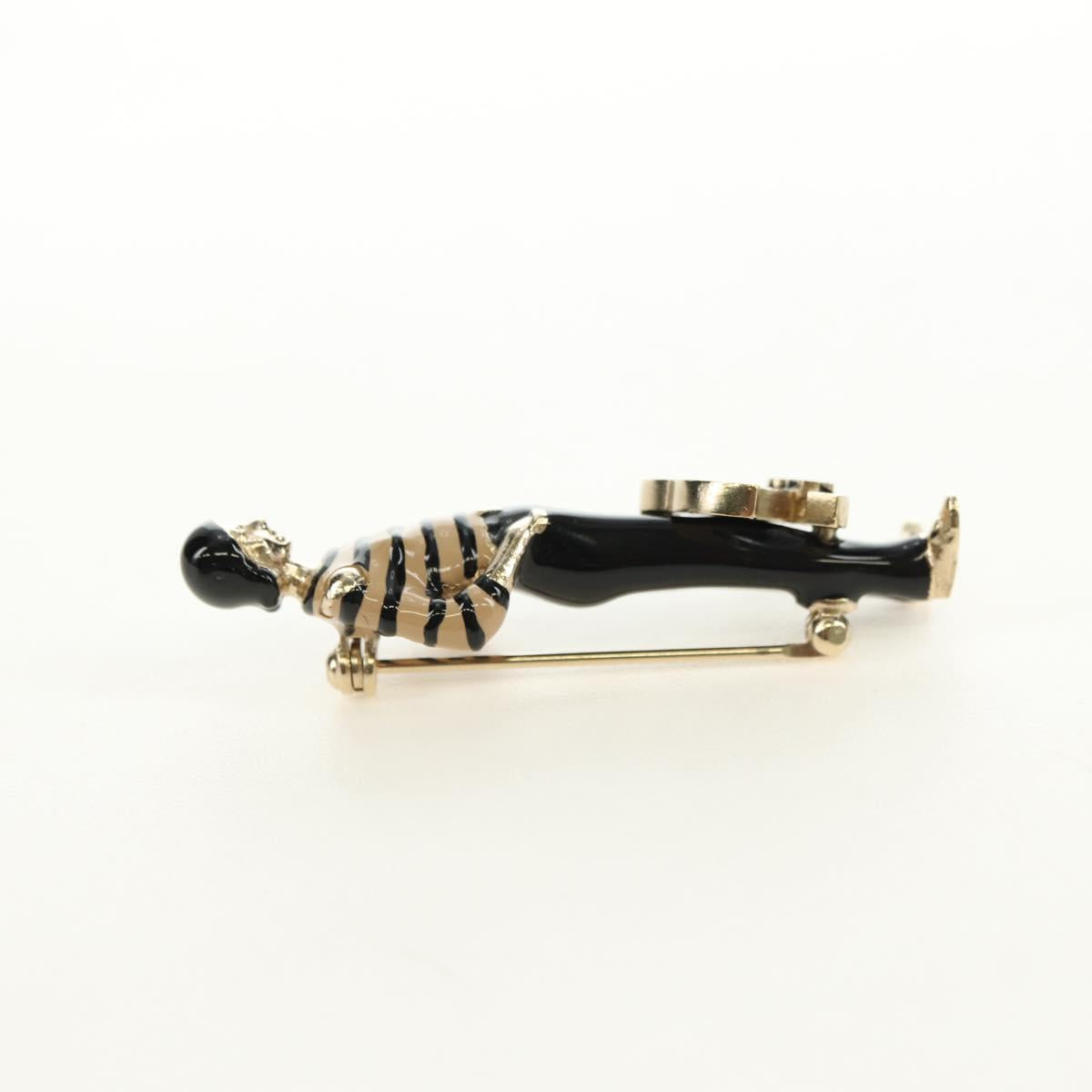 CHANEL Mademoiselle Doll Brooch metal Gold CC Auth 181111V