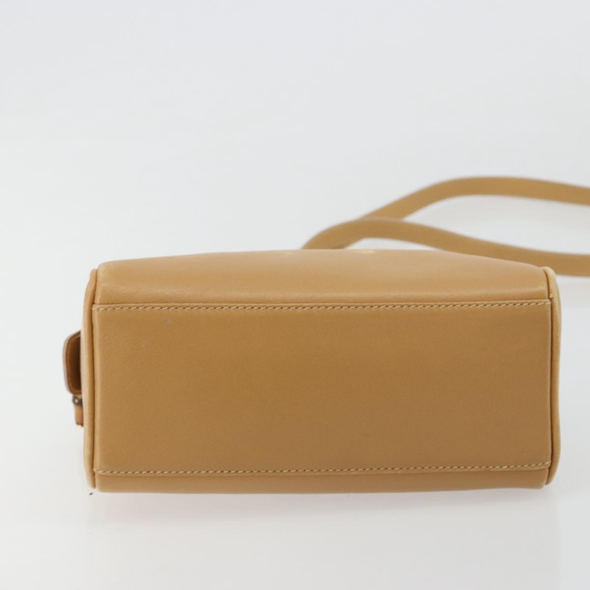 GUCCI Bamboo Hand Bag Leather 2way Beige Gold Auth 181116
