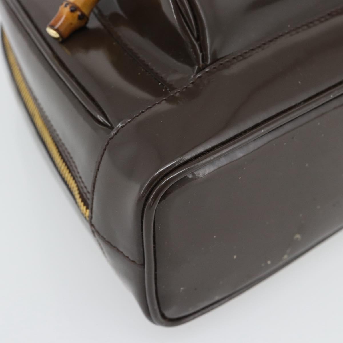 GUCCI Bamboo Body Bag Patent leather Brown Gold 003 3444 0127 Auth 181117