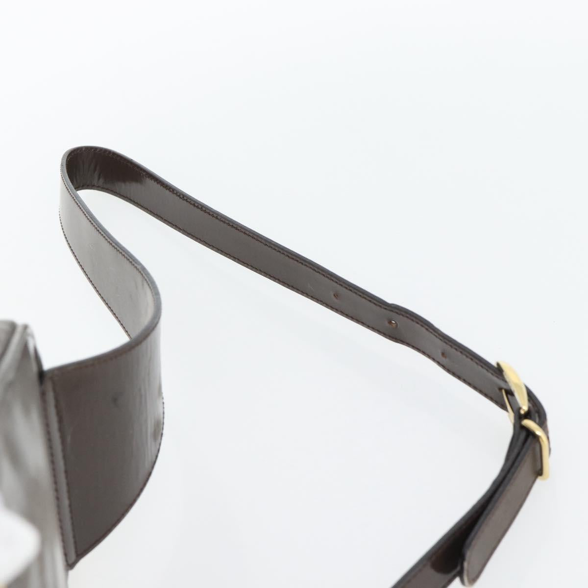 GUCCI Bamboo Body Bag Patent leather Brown Gold 003 3444 0127 Auth 181117