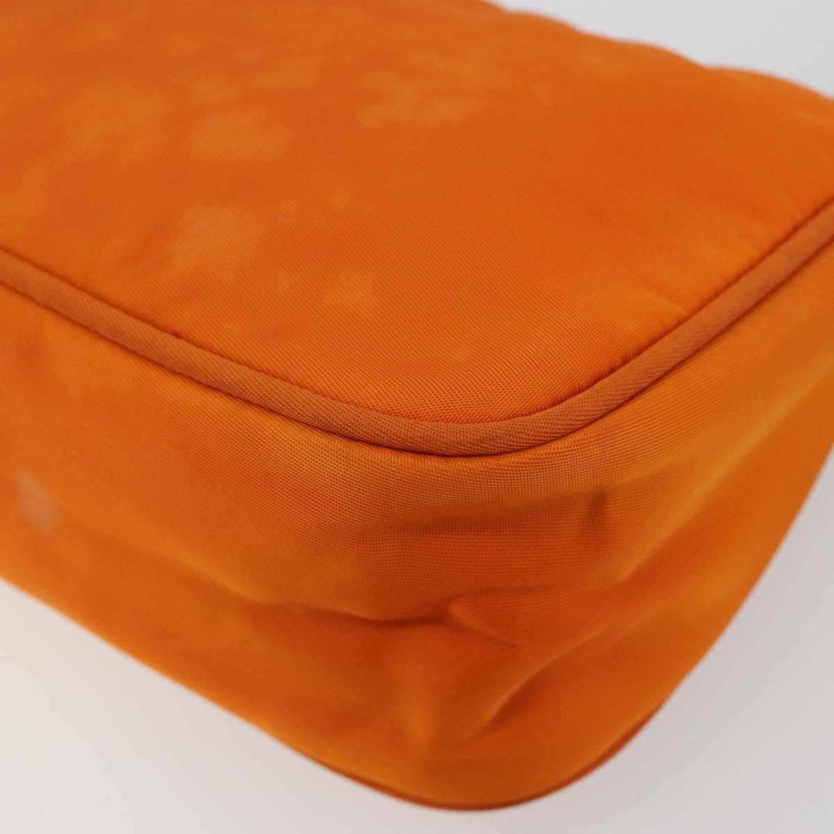 PRADA Accessory Pouch Nylon Orange Silver Auth 181120