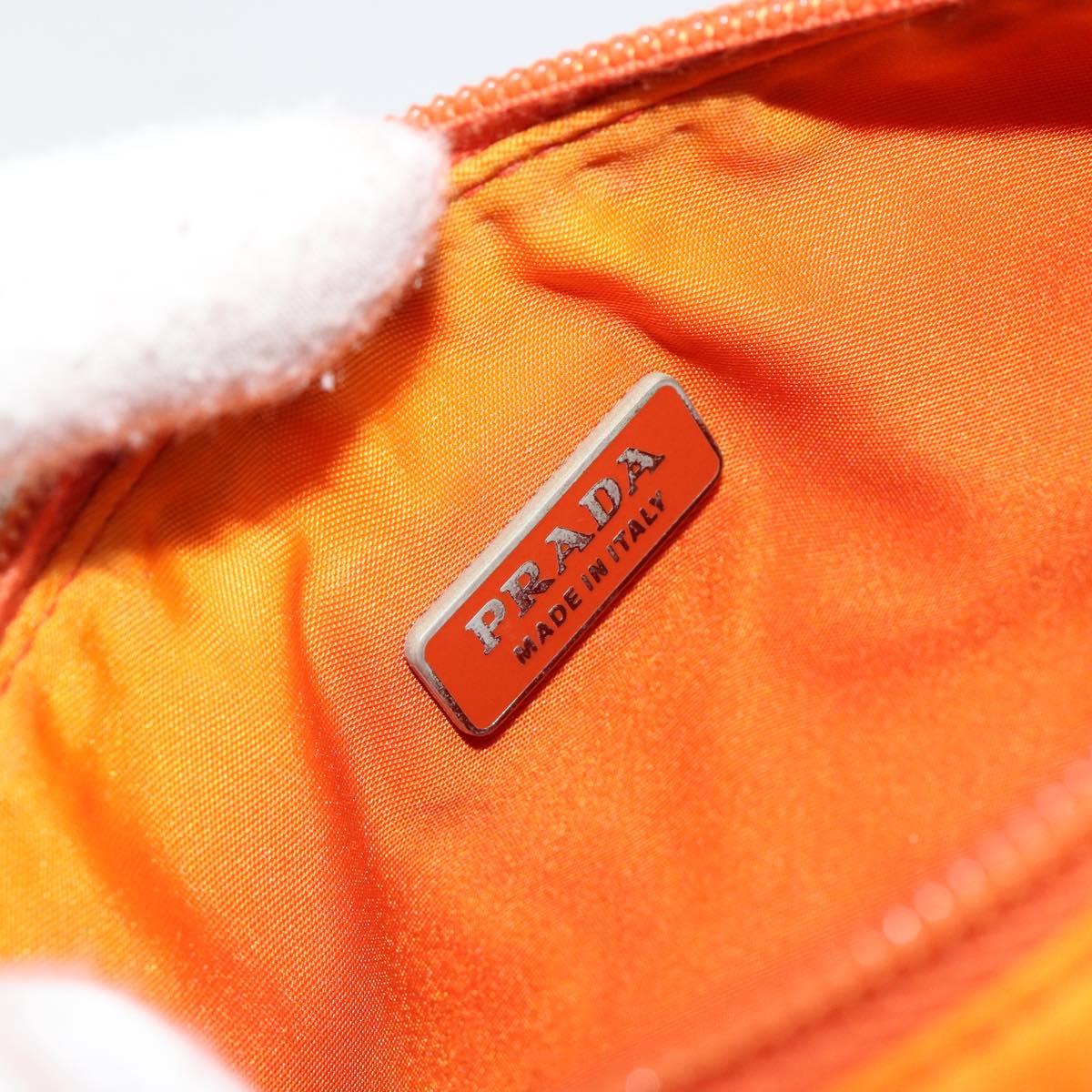PRADA Accessory Pouch Nylon Orange Silver Auth 181120
