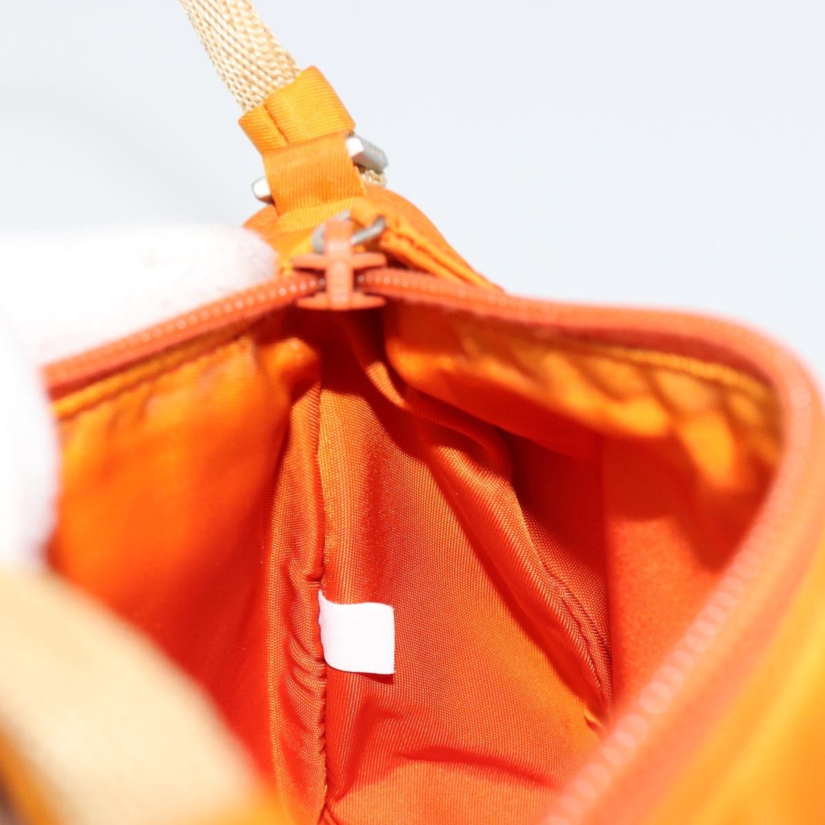 PRADA Accessory Pouch Nylon Orange Silver Auth 181120