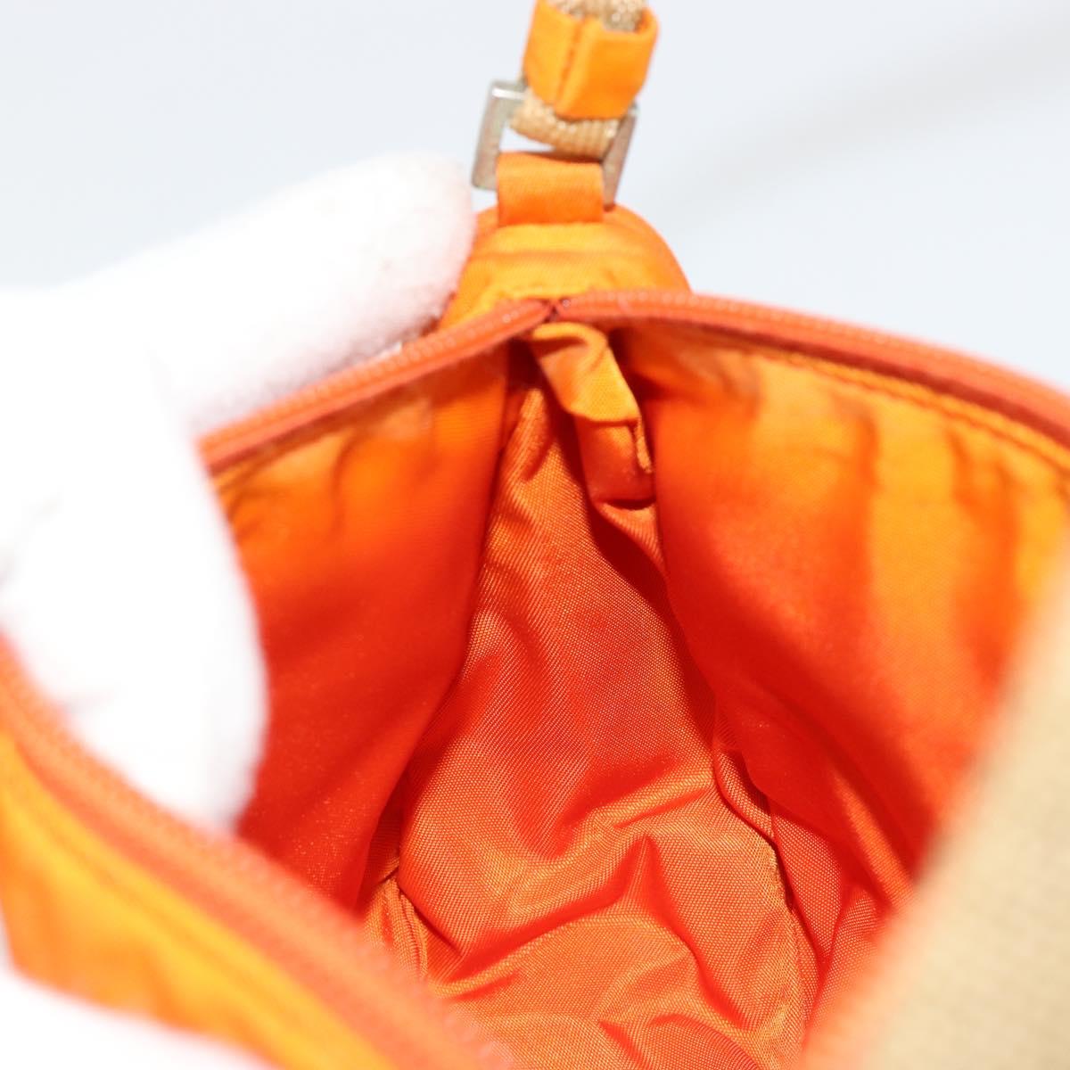 PRADA Accessory Pouch Nylon Orange Silver Auth 181120