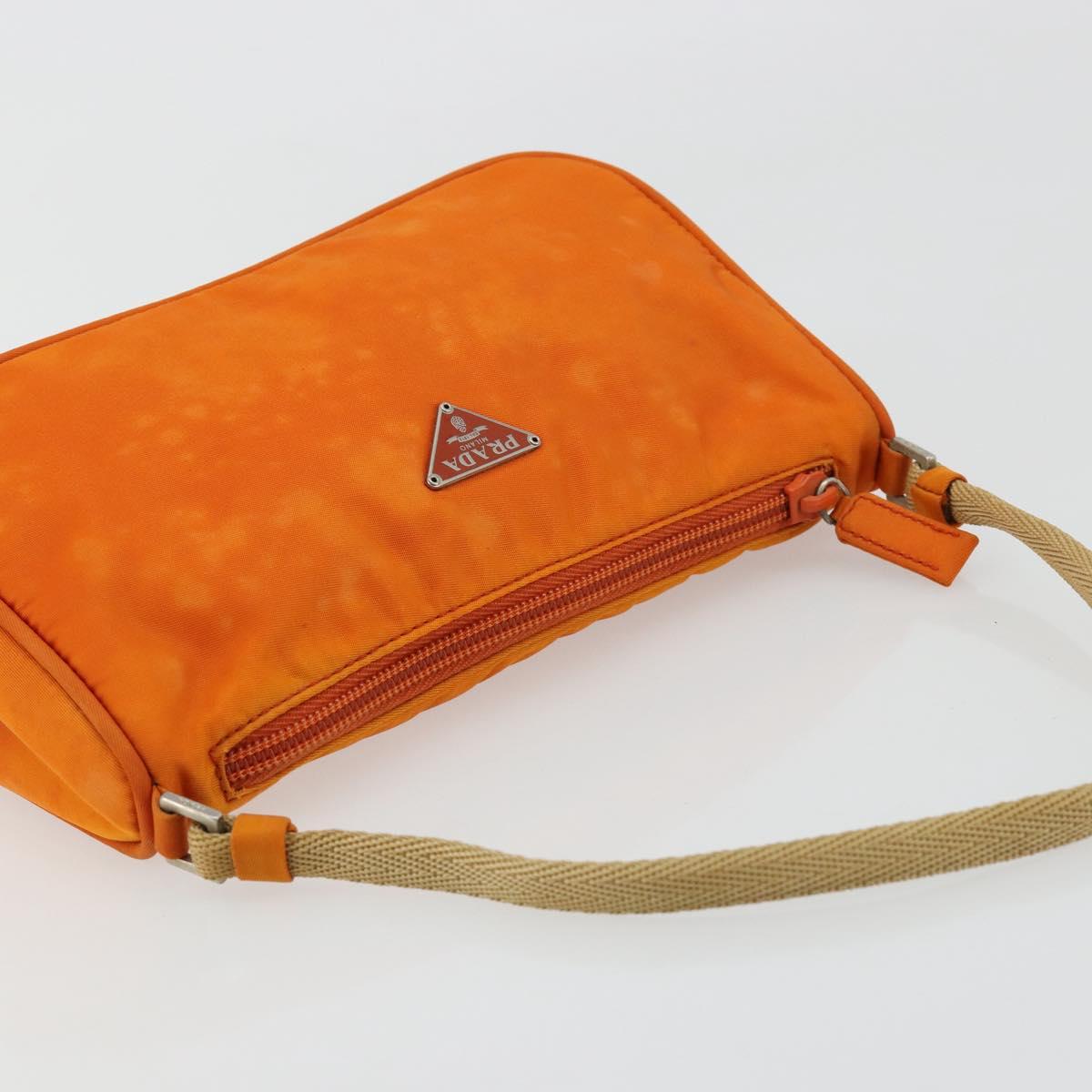 PRADA Accessory Pouch Nylon Orange Silver Auth 181120