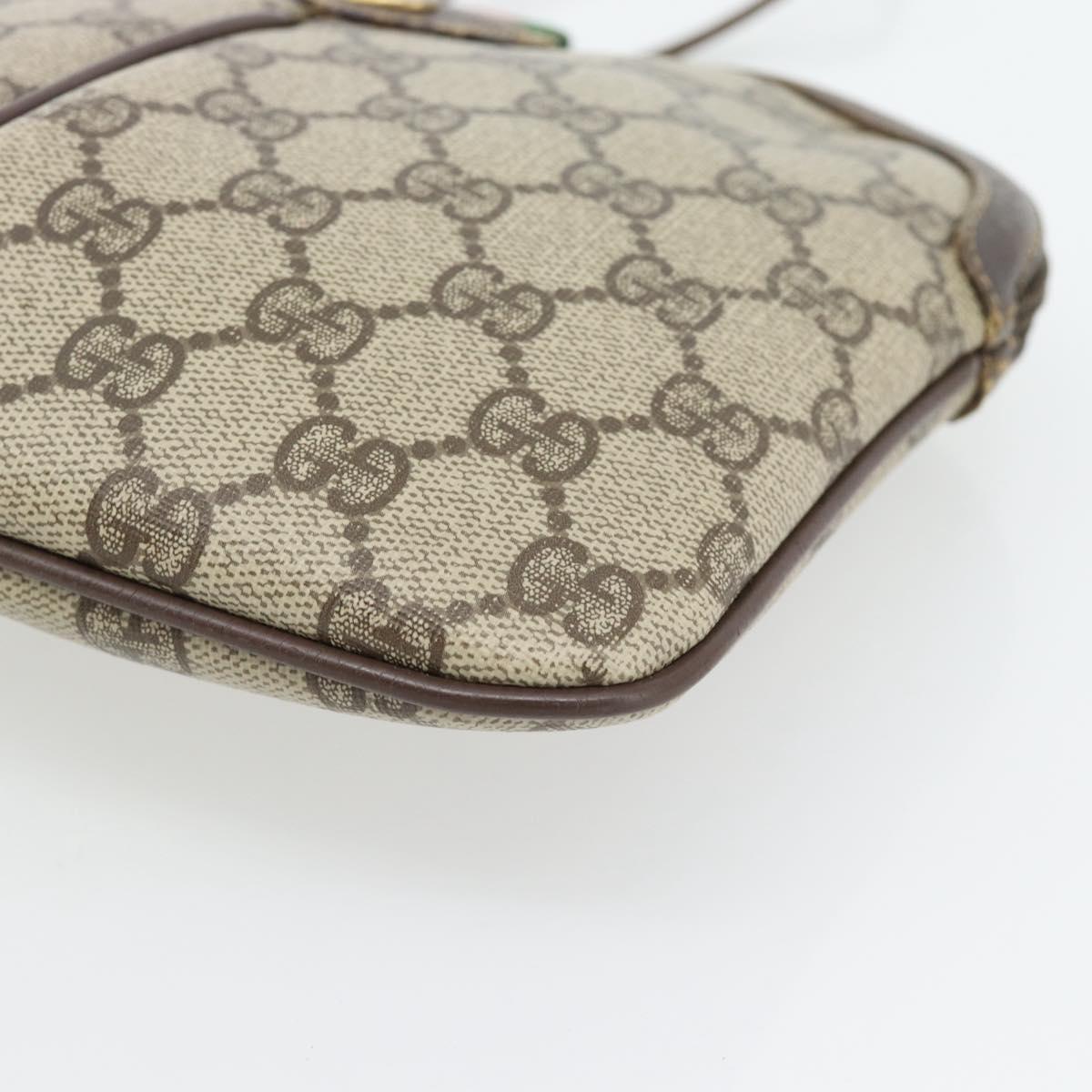 GUCCI GG Supreme Web Sherry Line Bag PVC Beige Gold 904 02 047 Auth 181123