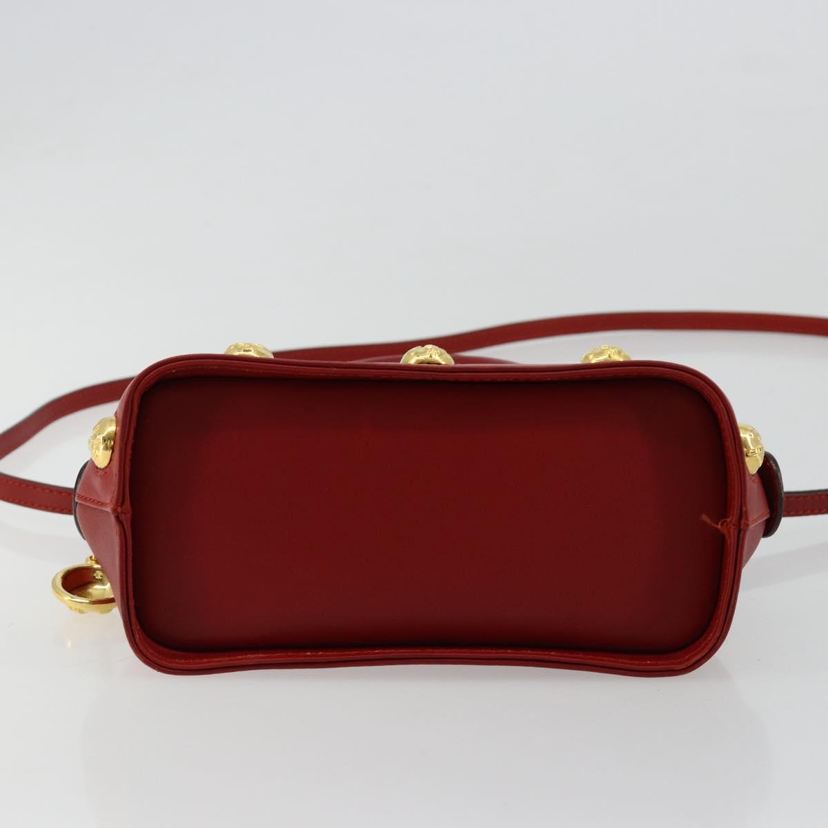 Salvatore Ferragamo Hand Bag Leather 2way Gold Red Auth 181127A