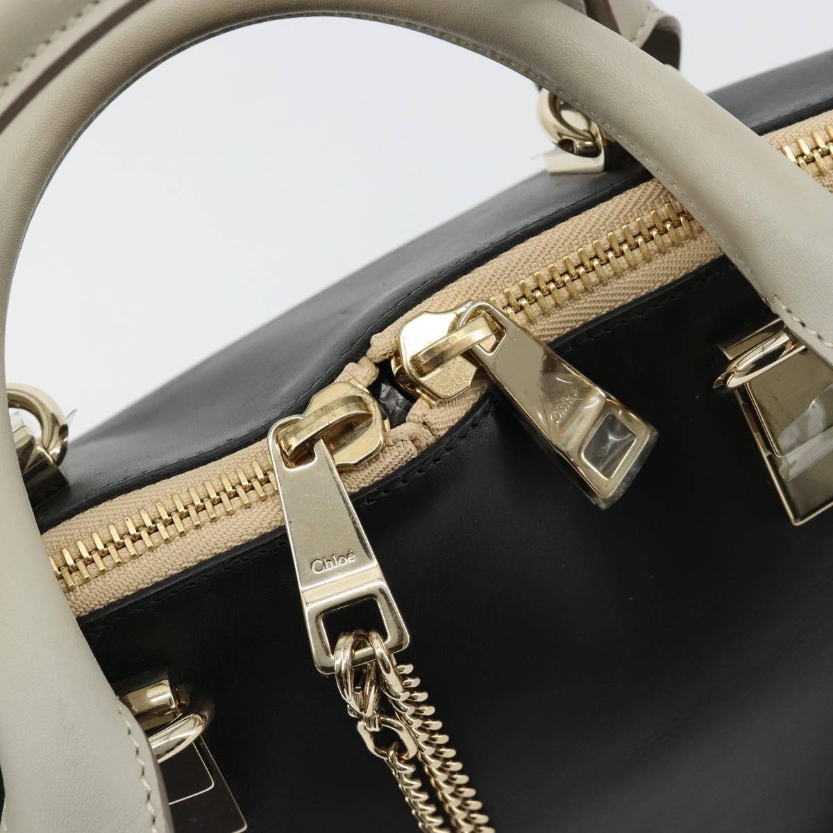 Chloe Bailey Hand Bag Leather 2way Black Gold Auth 181128A