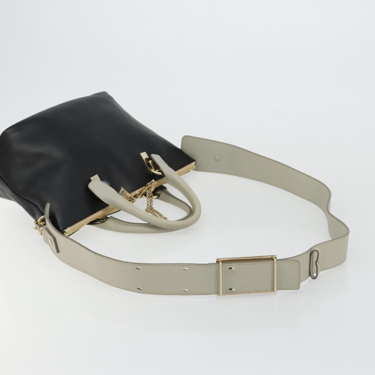 Chloe Bailey Hand Bag Leather 2way Black Gold Auth 181128A