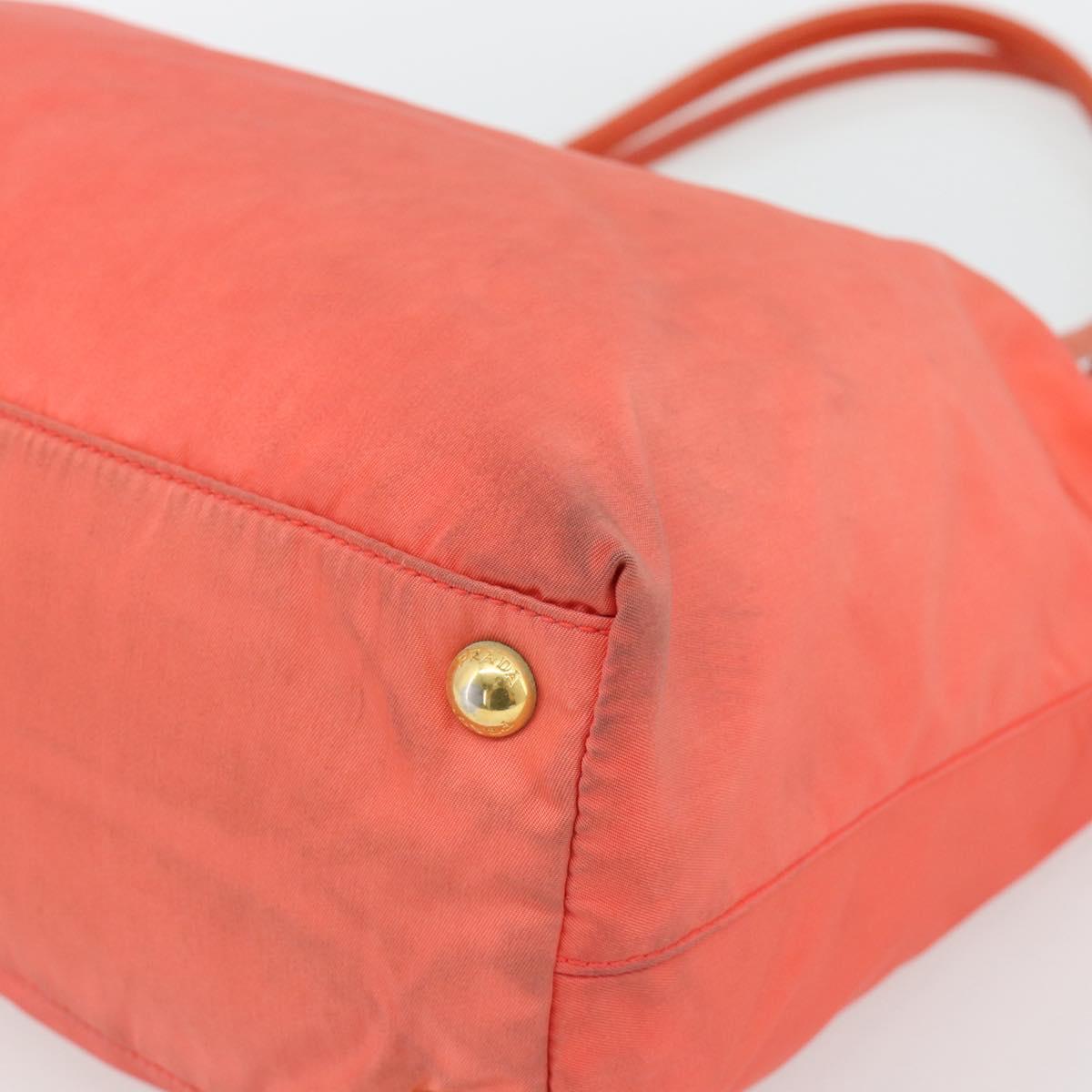 PRADA Tote Bag Nylon Orange Gold Auth 181129
