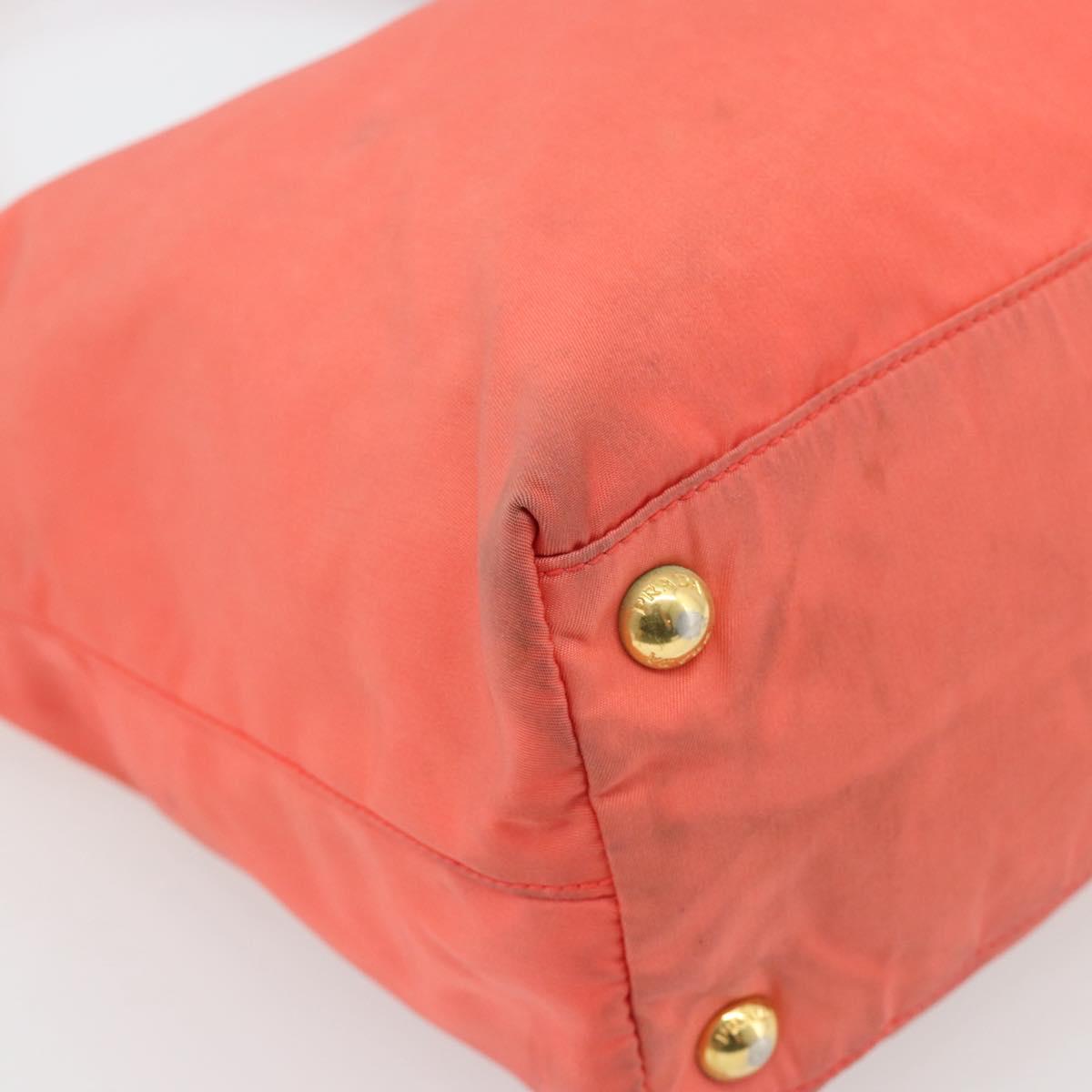 PRADA Tote Bag Nylon Orange Gold Auth 181129