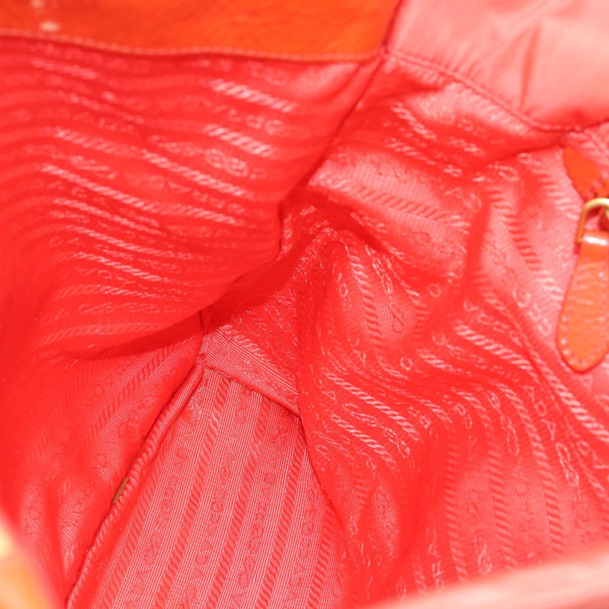PRADA Tote Bag Nylon Orange Gold Auth 181129