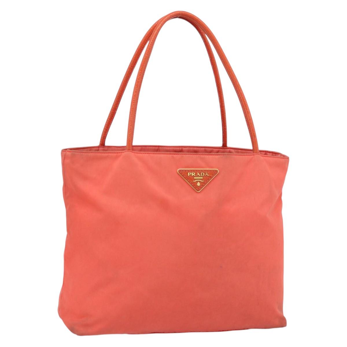 PRADA Tote Bag Nylon Orange Gold Auth 181129