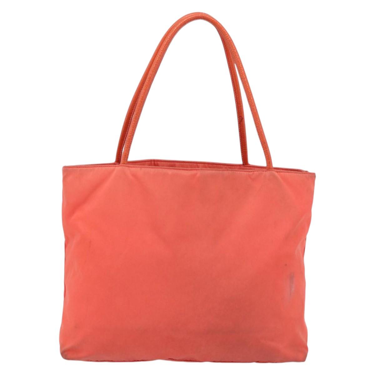 PRADA Tote Bag Nylon Orange Gold Auth 181129