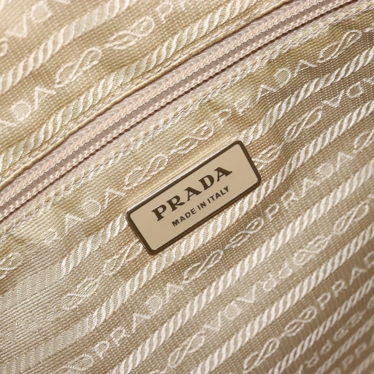 PRADA Shoulder Bag Nylon Beige Silver Auth 181130