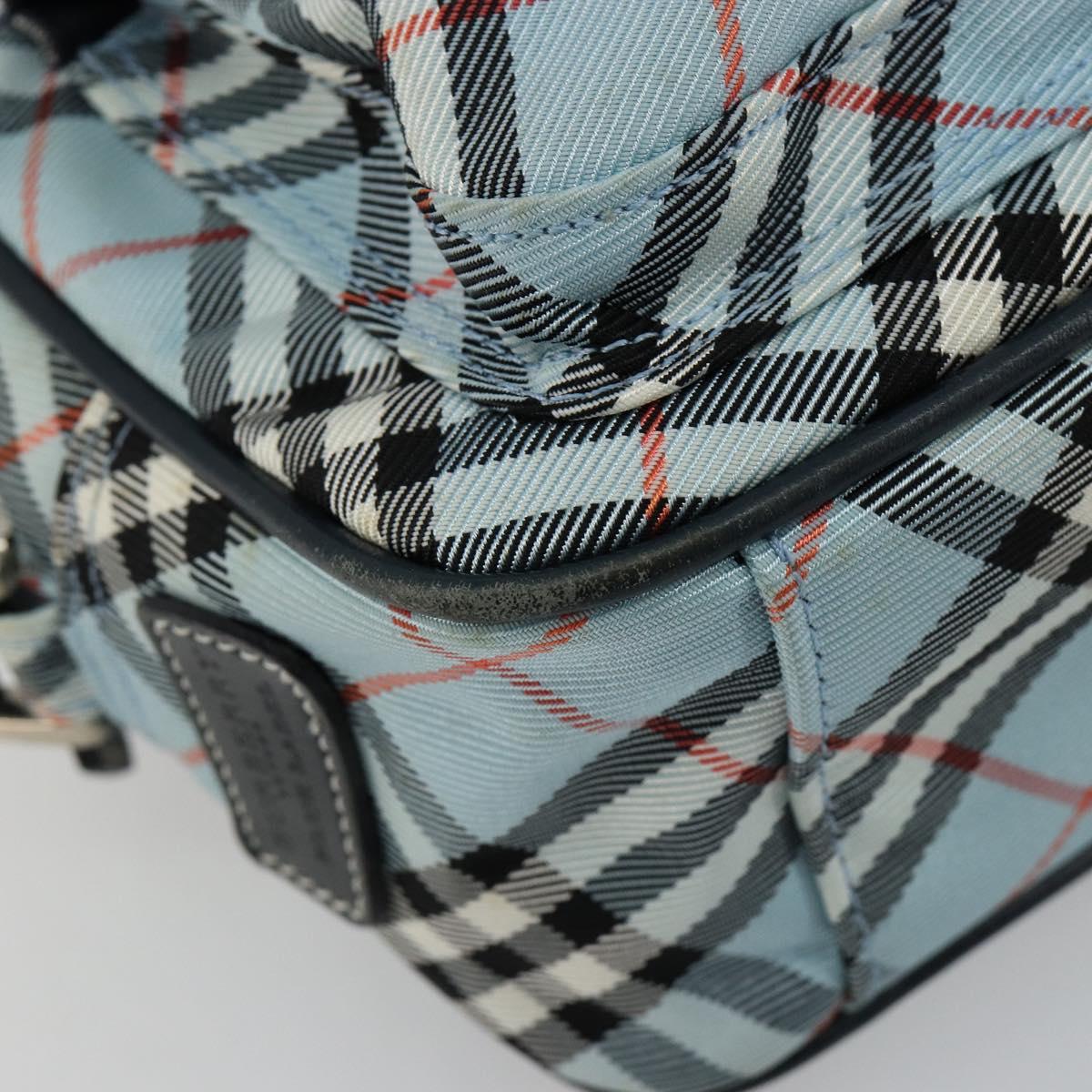 BURBERRY Nova Check Blue Label Shoulder Bag Nylon Light Blue Silver Auth 181134
