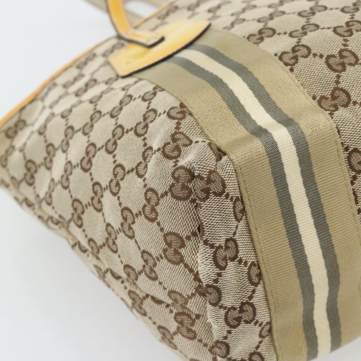 GUCCI GG Canvas Sherry Line Tote Bag Beige Gold 211971 Auth 181137