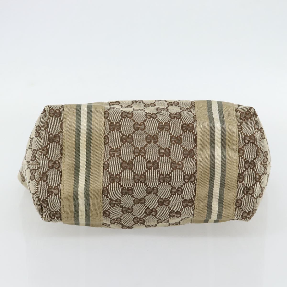 GUCCI GG Canvas Sherry Line Tote Bag Beige Gold 211971 Auth 181137