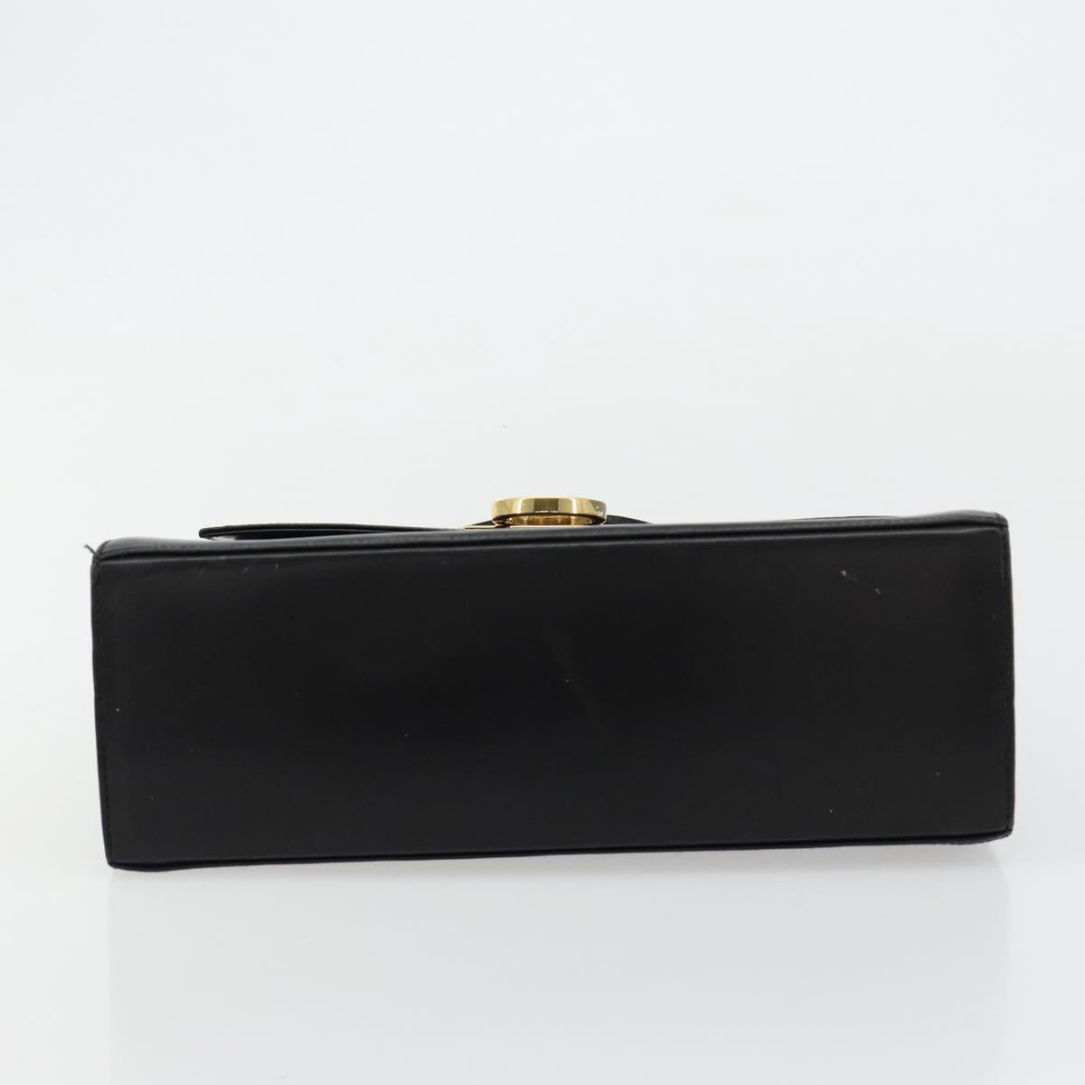 Salvatore Ferragamo Gancini Hand Bag Leather Black Gold Auth 181150