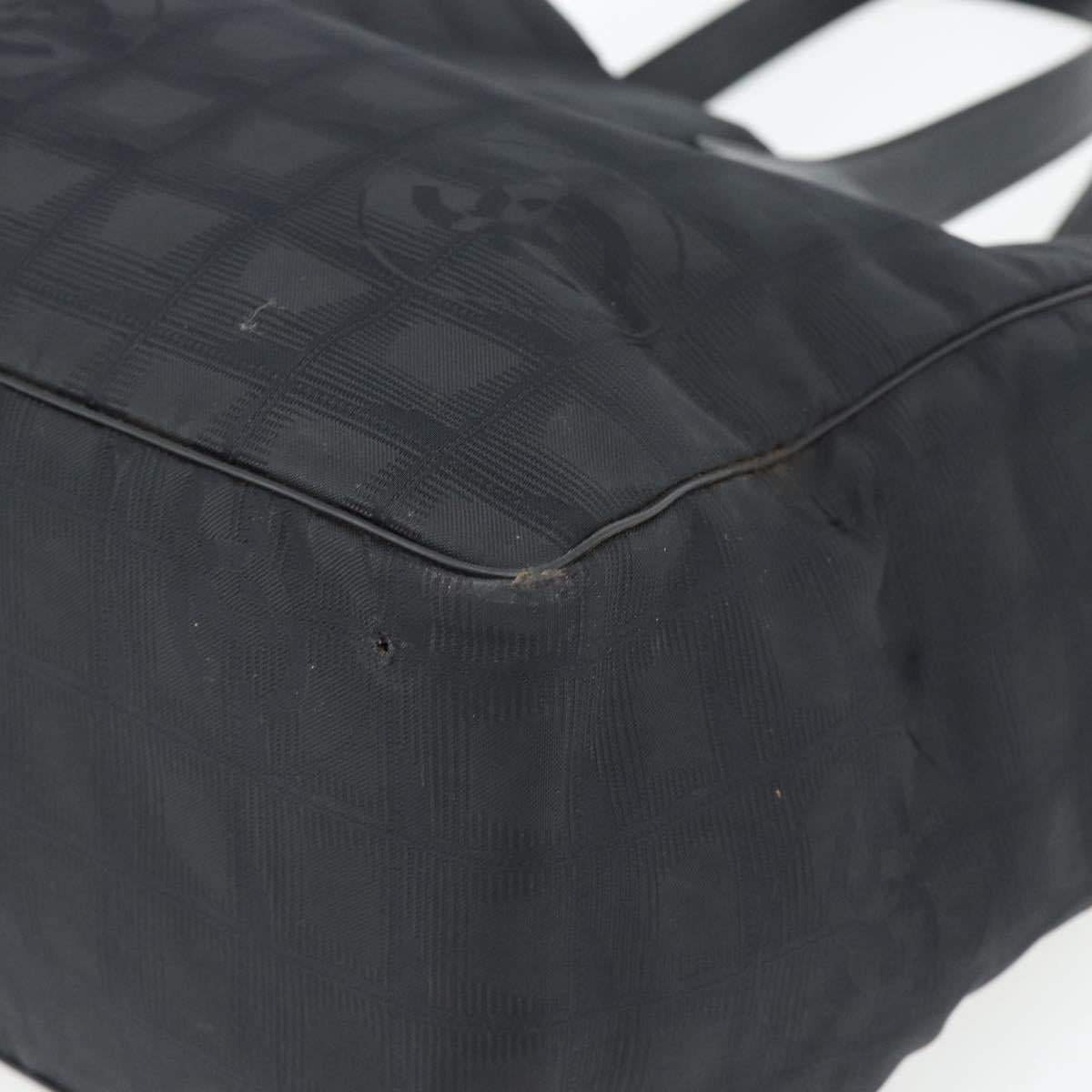 CHANEL New Travel line Tote Bag Nylon Black CC Auth 181153